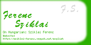ferenc sziklai business card